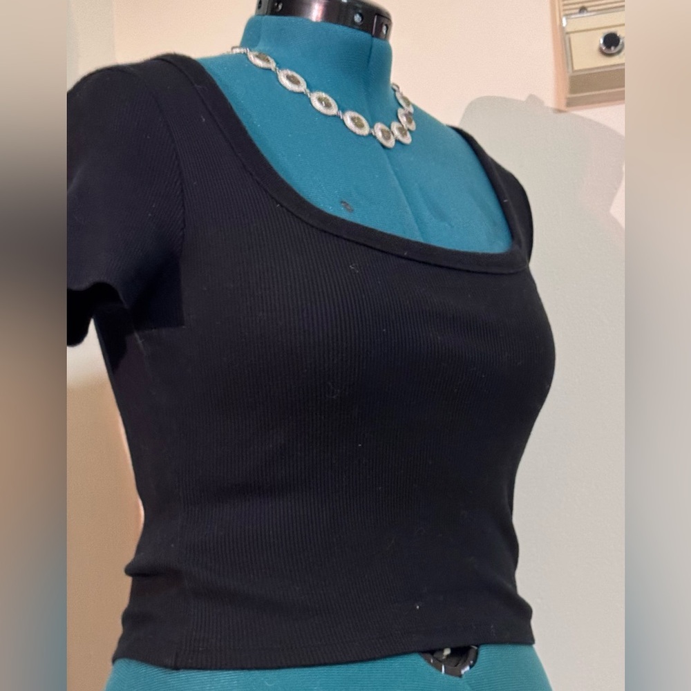 Universal Thread Black Fitted Crop Top